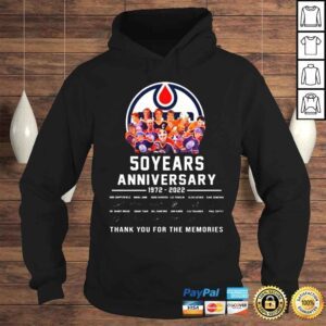 Hoodie Edmonton Oilers 50 years anniversary 19722022 thank you for the memories signatures shirt