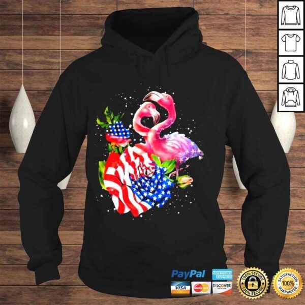 Flamingo happy independence day American flag shirt - Image 4