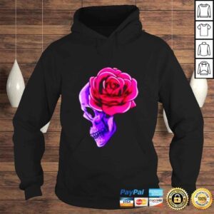 Hoodie Floral Sugar Skull with Red Rose Day of the Dead Flowers shirt