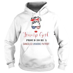 Hoodie Girl Bandana Glasses American flag Trump girl proud to be a canceled unwoke patriot shirt