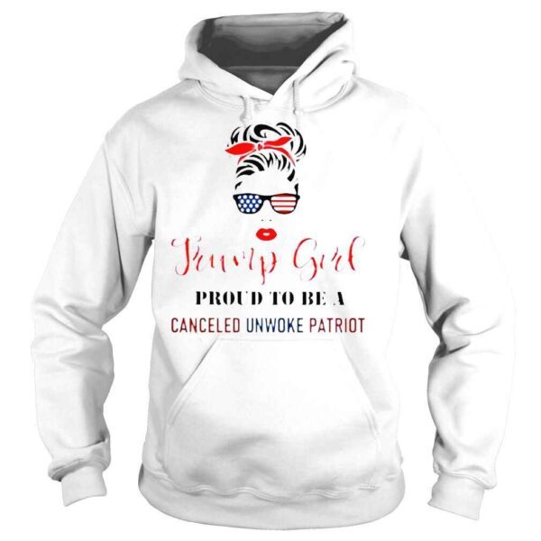 Girl Bandana Glasses American flag Trump girl proud to be a canceled unwoke patriot shirt - Image 4