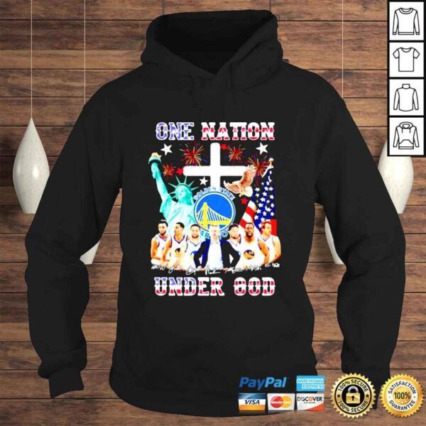 Golden State Warriors Independence Day One Nation Under God signatures shirt - Image 4