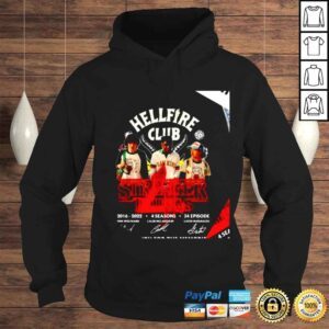 Hoodie Hellfire Club Stranger Things 4 2016 2022 4 seasons 34 episode signatures thank you for the memories shirt