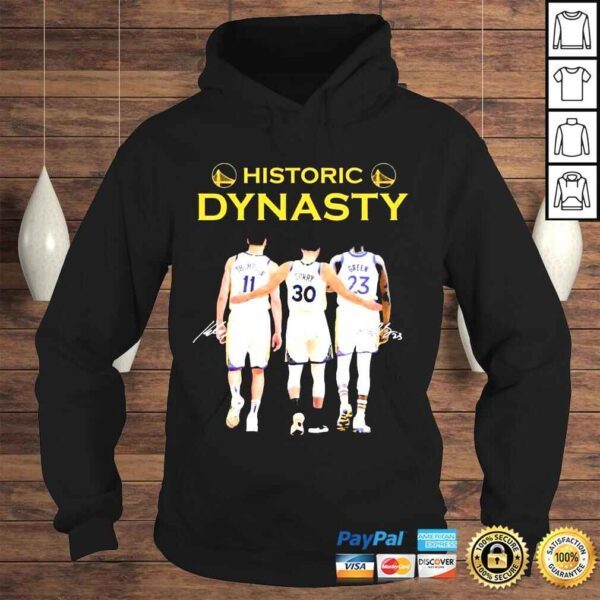 Historic Dynasty Stephen Curry Draymond Green And Klay Thompson Signatures Shirt - Image 4