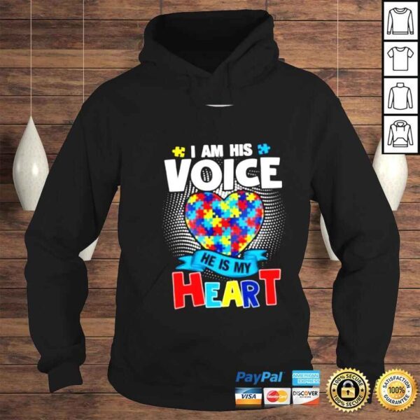 I Am His Voice He Is My Heart Autism Awareness Son TShirt - Image 4