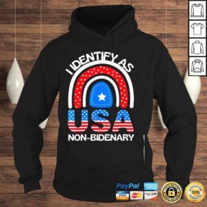 Hoodie I identify as nonbidenary boho rainbow American flag shirt