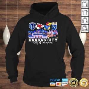 Hoodie KC Sporting and KC Chiefs and KU Jayhawks and KC Royals Kansas City sport city of Champions shirt