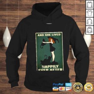 Hoodie Ladys and cat she lived happily ever after shirt