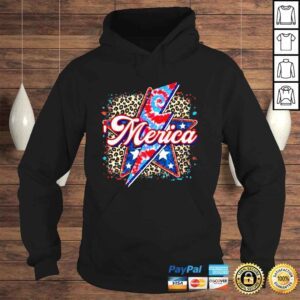 Hoodie Leopard Merica American Flag 4th Of July Patriotic Shirt