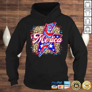 Hoodie Leopard Merica American Flag 4th Of July Patriotic TShirt