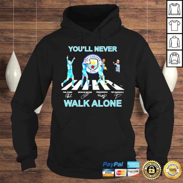 Manchester City Abbey Road youll never walk alone Phil Foden Kevin De Bruyne Fernandinho signatures shirt - Image 4