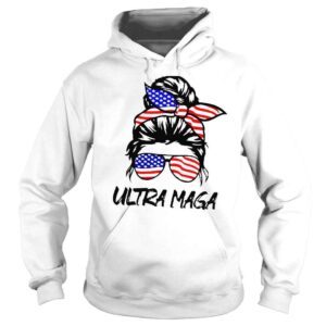 Hoodie Messy bun Joe Biden ultra maga American flag 4th of july shirt