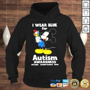 Hoodie Mickey mouse I wear Blue for Autism Awareness shirt