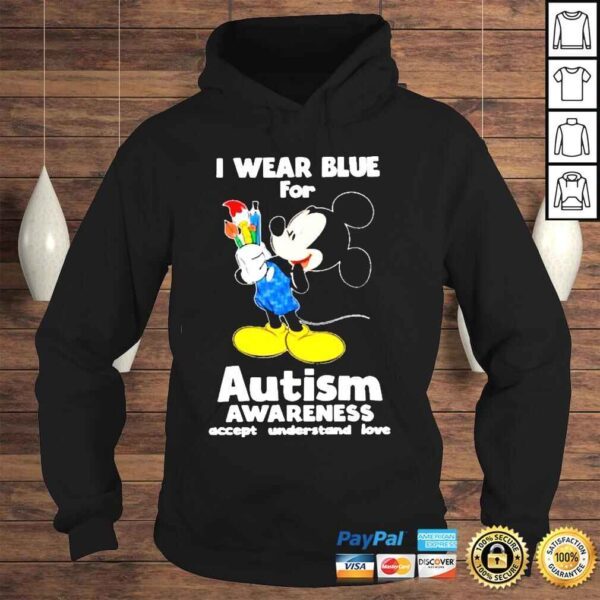 Mickey mouse I wear Blue for Autism Awareness shirt - Image 4