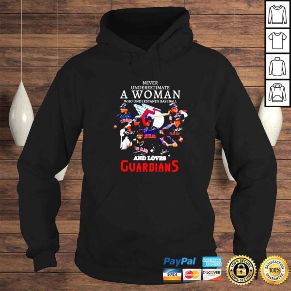 Never Underestimate A Woman Who Understands Baseball And Loves Cleveland Guardians Signatures Shirt - Image 4