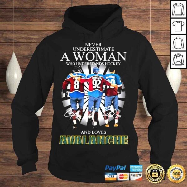 Never underestimate a Woman who understands hockey and love Avalanche Makar and Landeskog and MacKinnon signatures shirt - Image 4