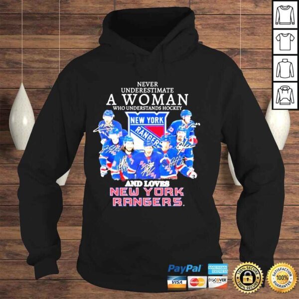 Never underestimate a woman who understands hockey and lobes new york rangers shirt - Image 4