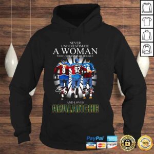 Hoodie Never underestimate a woman who understands hockey and loves Avalanche Makar Landeskog and MacKinnon signatures shirt