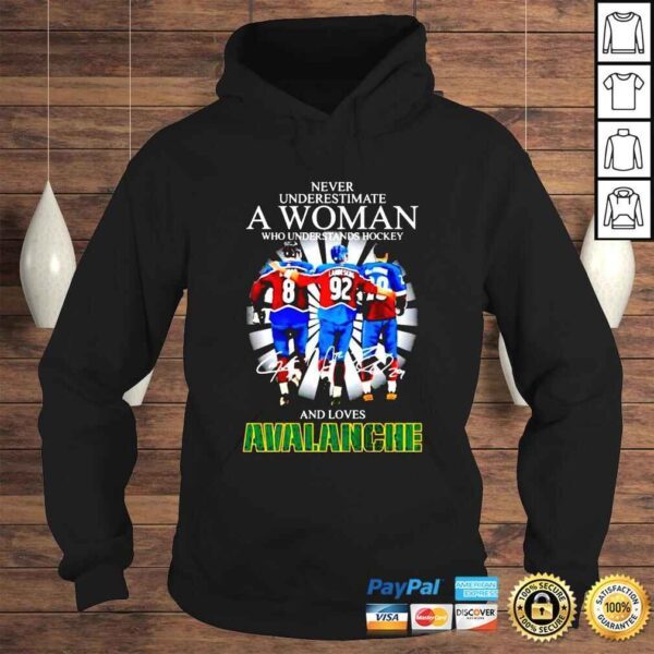 Never underestimate a woman who understands hockey and loves Avalanche signatures shirt - Image 4