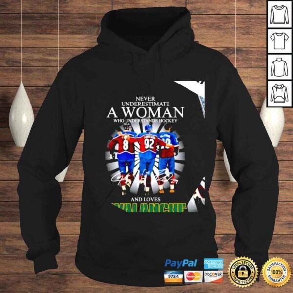 Never underestimate a woman who understands hockey and loves Colorado Avalanche signatures 2022 shirt - Image 4