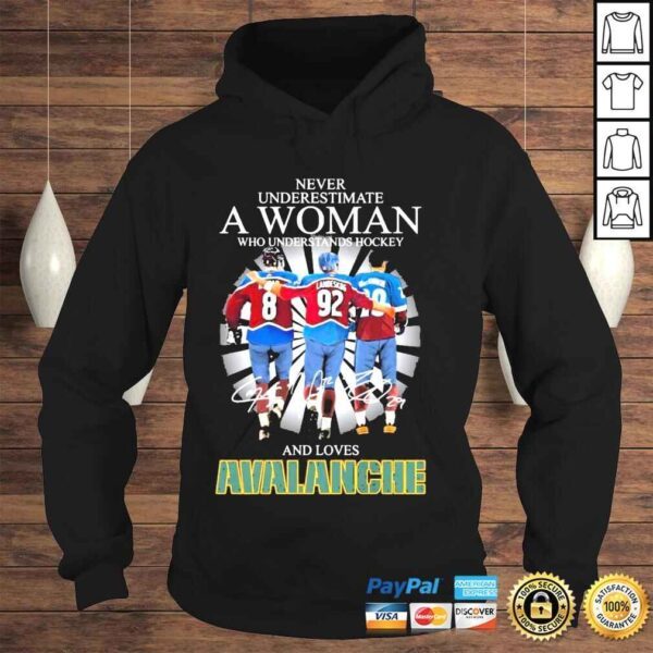 Never underestimate a woman who understands hockey and loves avalanche shirt - Image 4