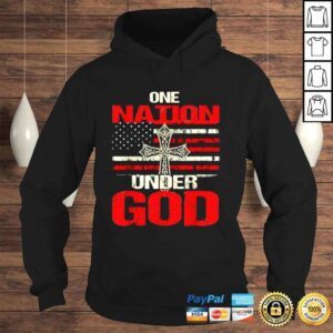 Hoodie One Nation Under God Christian US Flag 4th Of July Faith Shirt