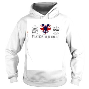 Hoodie Platinum Jubilee 1952 – 2022 Celebration British Monarch Queen Elizabeth II Union Jack Royal Crown Tshirt