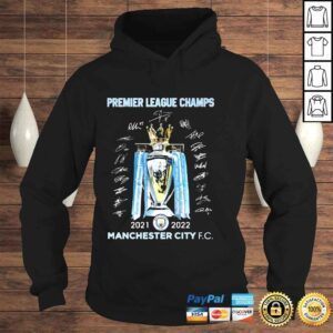 Hoodie Premier League Champs 2021 2022 Manchester City Fc signatures tshirt