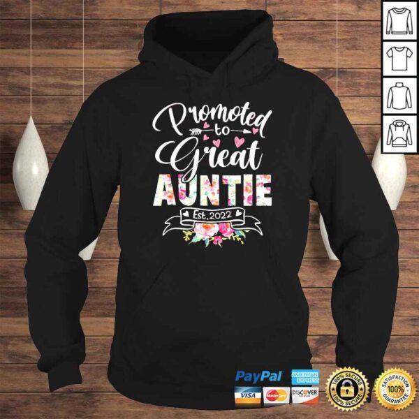 Promoted to Great Auntie Est 2022 Floral First Time Aunt Shirt - Image 4