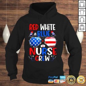 Hoodie Red White Blue Nurse Crew Sunglasses 4th Of July Shirt