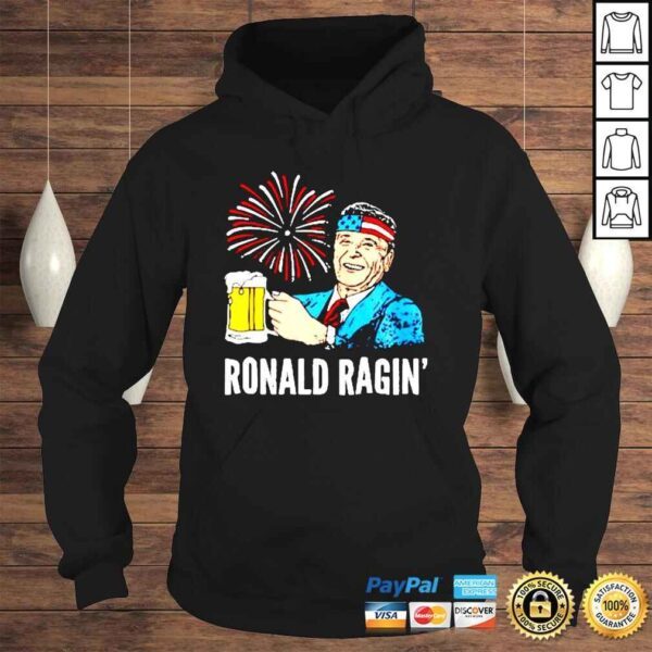 Ronald Reagan beer firework Ronald Ragin 4th of July shirt - Image 4