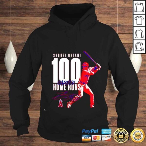 Shohei Ohtani Los Angeles Angels 100th Career Home Run signature shirt - Image 4