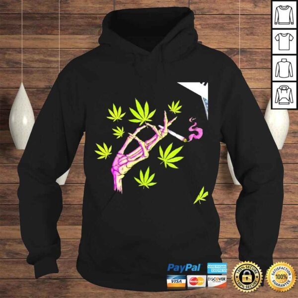 Skeleton hand smoking weed shirt - Image 4