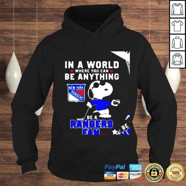 Snoopy in a world where you can be anything be a New York Rangers fan 2022 shirt - Image 4