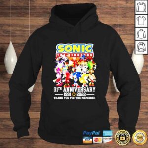 Hoodie Sonic The Hedgehog 31th anniversary 19912002 thank you for the memories shirt