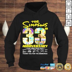 Hoodie The Simpsons 33 rd anniversary 1989 2022 thank you for the memories shirt