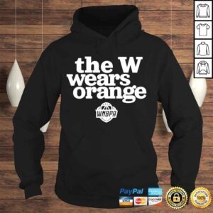 Hoodie The w wears orange shirt