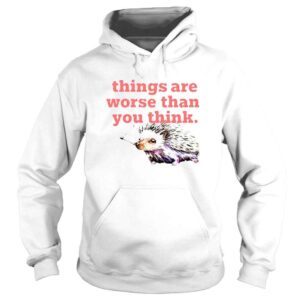 Hoodie Things Are Worse Than You Think Smoking Hedgehog Kiss TShirt