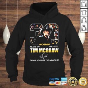 Hoodie Tim Mcgraw 30 years of 19922022 thank you for the memories signature shirt