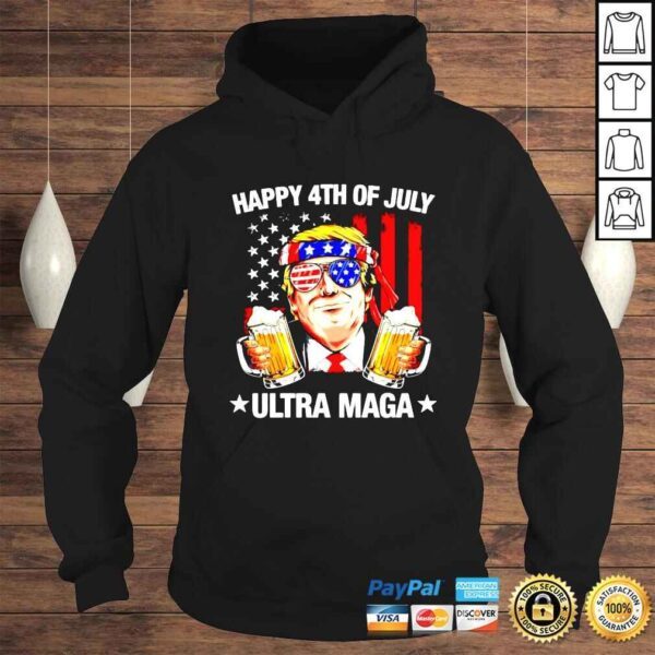 Trump Happy 4th Of July Ultra Maga Beer American Flag shirt - Image 4