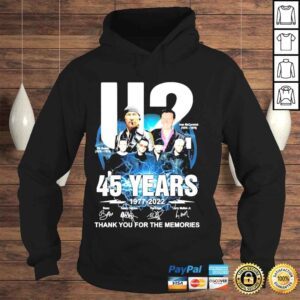 Hoodie U2 45 years 1977 2022 thank you for the memories shirt