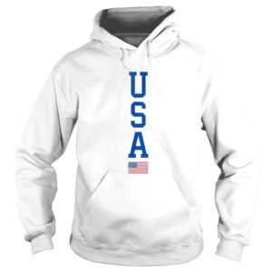 Hoodie USA American Flag Vertical Text Patriotic 4th of July TShirt