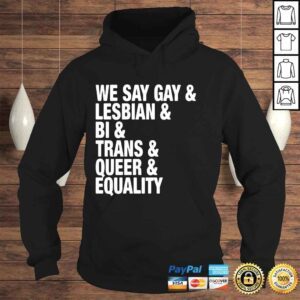 Hoodie We Say Gay Lesbian Bi Trans Queer Equality Shirt