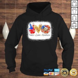 Hoodie bleached Peace Love Nurse America Patriotic Independence Tee Shirt