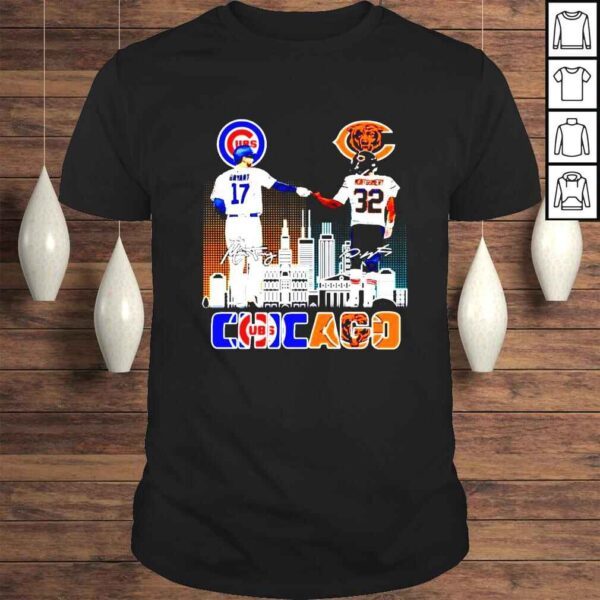 Kris Bryant 17 Chicago Cubs David Montgomery 32 Chicago Bears Signatures shirt