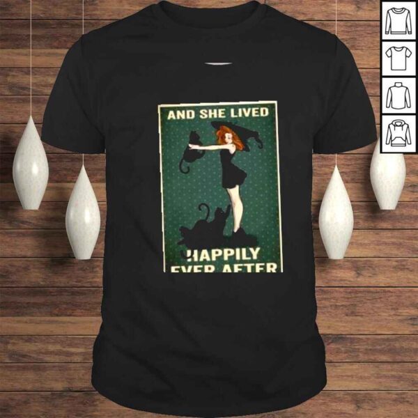 Ladys and cat she lived happily ever after shirt