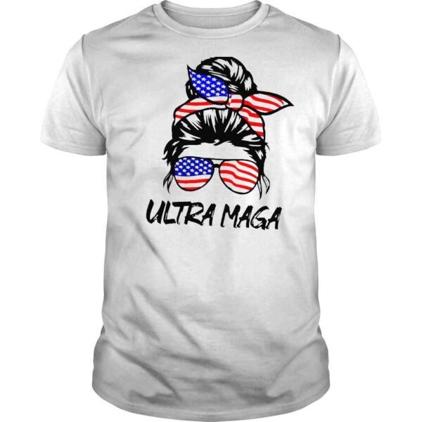 Messy bun Joe Biden ultra maga American flag 4th of july shirt