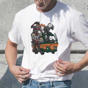 MiamI hurricanes horror movies characters bus halloween 2023 tshirt