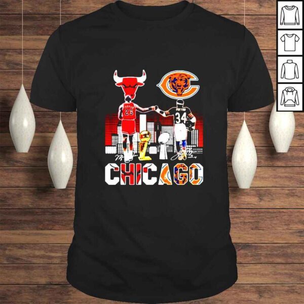 Michael Jordan 23 Chicago Bulls Payton 34 Chicago Bears signature shirt