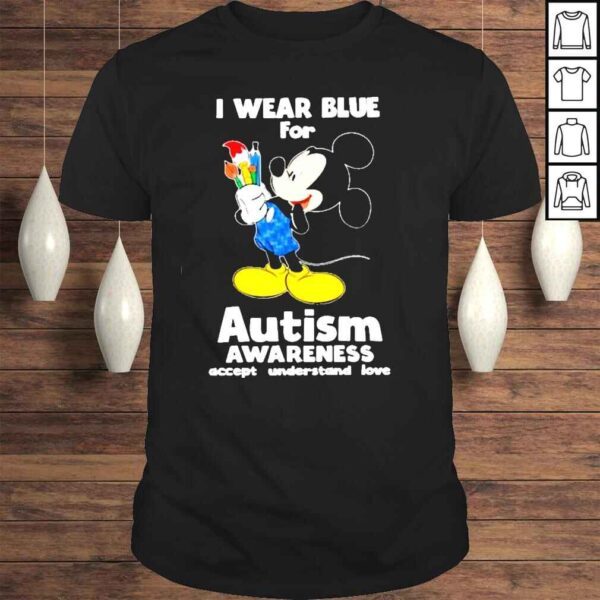 Mickey mouse I wear Blue for Autism Awareness shirt